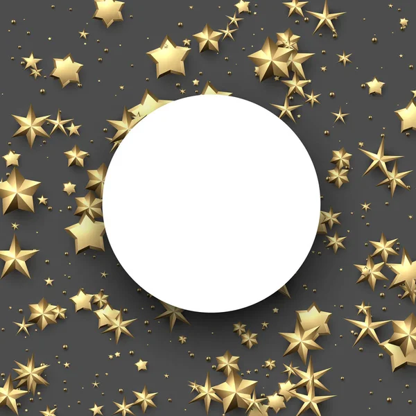 Fondo redondo gris con estrellas doradas . — Vector de stock