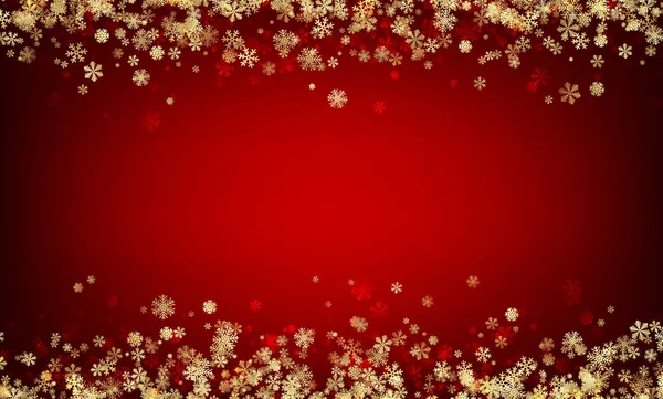 Fondo rojo de invierno con copos de nieve . — Vector de stock