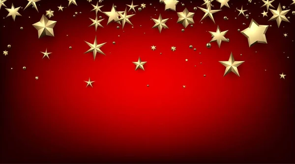 Червоний фон з золотими зірками . — стоковий вектор