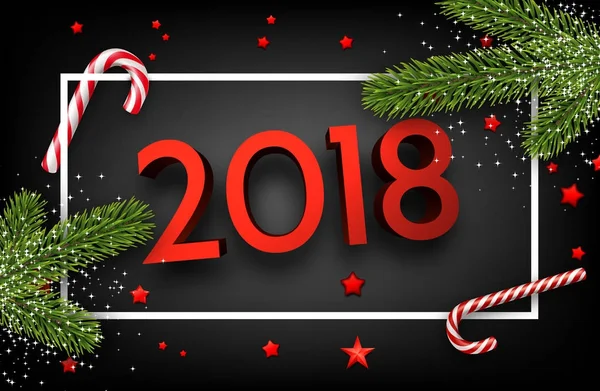 Brillante 2018 nuovo anno sfondo 3d . — Vettoriale Stock