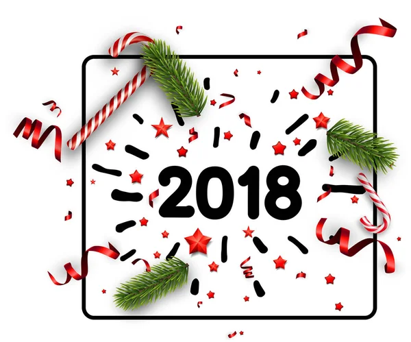 Weiße Neujahrskarte 2018. — Stockvektor