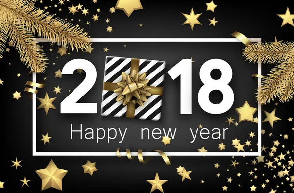 Pozadí nový rok 2018 s dárkem. — Stockový vektor