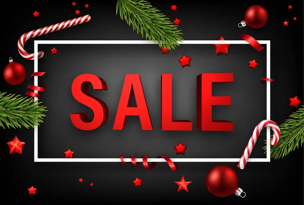 Rosso 3d segno di vendita di Natale sul grigio . — Vettoriale Stock