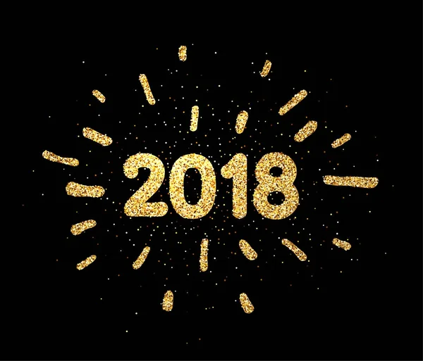 Золотая новогодняя открытка 2018 года на черном . — стоковый вектор