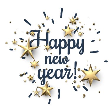 Mutlu yeni yıl kartı altın yıldız. 