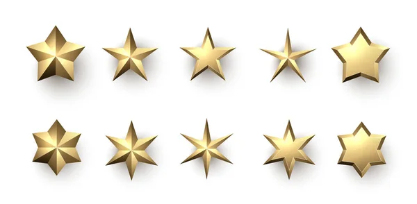 Gold 3d stars on white. — Stock Vector