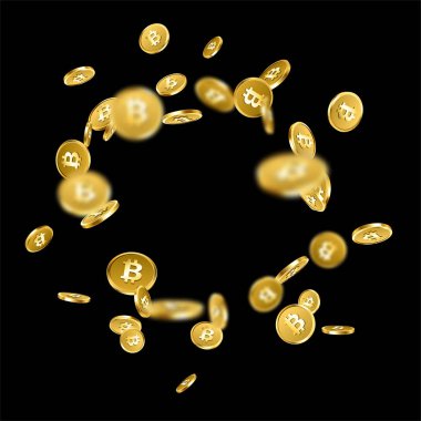 Düşme ile arka plan altın bitcoins.