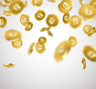 Düşme ile arka plan altın bitcoins.