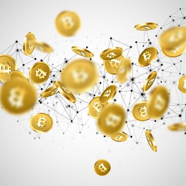Düşme ile arka plan altın bitcoins.