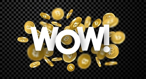 Wow gold bitcoins háttér. — Stock Vector