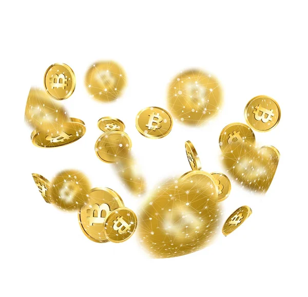 Düşme ile arka plan altın bitcoins.