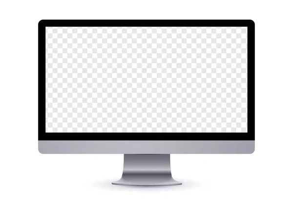 Simple computer mockup with blank checkered transparent screen. — Stock Vector