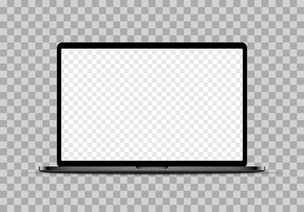 Realistische zwarte laptop mockup met blanco geruite transparante scherm. — Stockvector