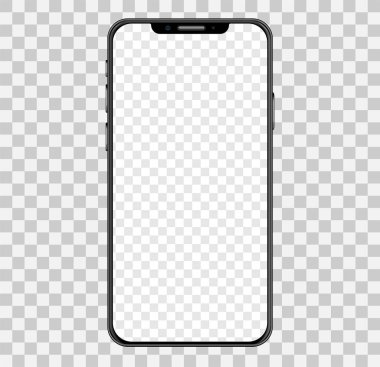 Simple smartphone mockup with blank checkered transparent screen clipart