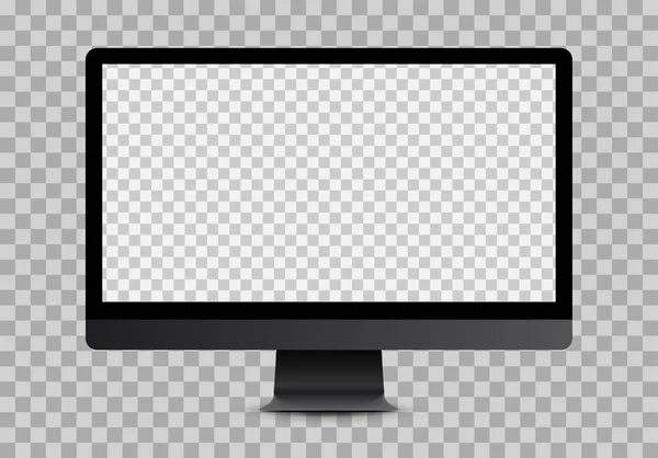 Modèle d'ordinateur noir simple avec écran transparent à carreaux vierges . — Image vectorielle
