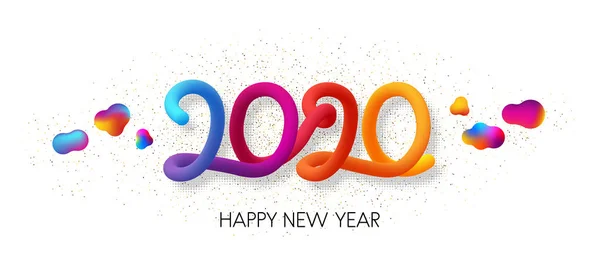 2020 Щасливий Новий рік барвистий градієнт 3d літери . — стоковий вектор