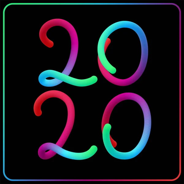 2020 Nieuwjaar kleurrijke verloop 3d letters. — Stockvector