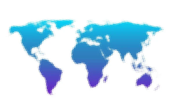 Dotted blauwe en paarse abstracte wereldkaart. — Stockvector