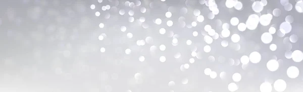 Weihnachten und Neujahr horizontale Karte mit defokussierten Lichtern auf grau. — Stockvektor