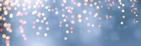 Jul och nyårskort med orange defocused ligths på blå — Stock vektor
