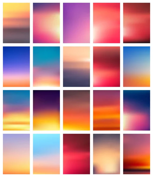 Conjunto de cartas coloridas al atardecer y amanecer . — Archivo Imágenes Vectoriales