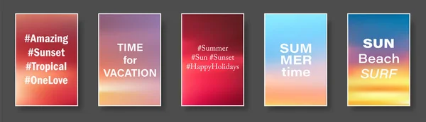 Jeu de cartes de coucher de soleil coloré et lever de soleil en papier avec texte . — Image vectorielle