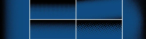 Klasický modrý vzorek složený z polotónovaných vzorů. — Stockový vektor
