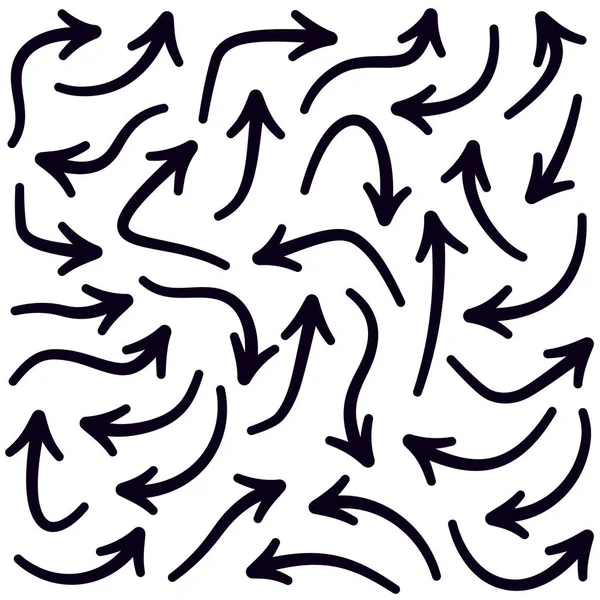 Set di frecce curve nere isolate su sfondo bianco . — Vettoriale Stock