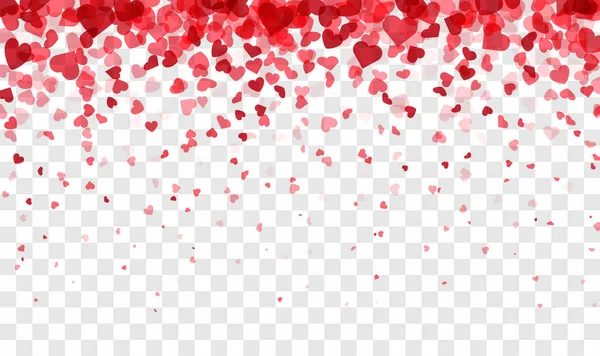 День Святого Валентина листівка. Конфітті серця падає над картатим тлом — стоковий вектор