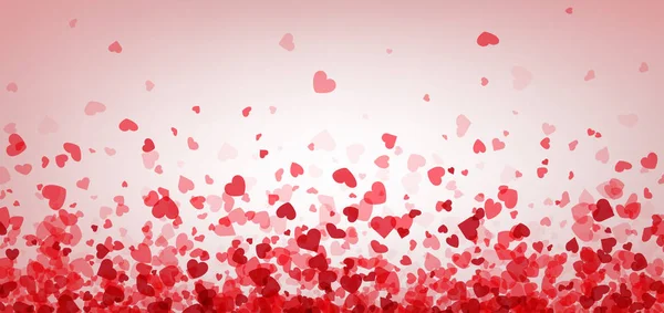 Valentines day card. Heart confetti falling over pink background — 스톡 벡터
