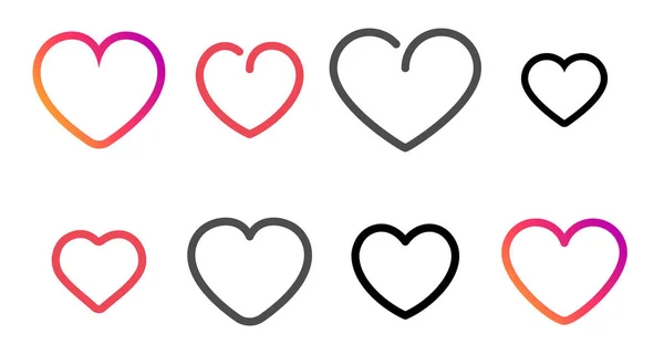 Conjunto de iconos de corazón redondeado de línea simple . — Vector de stock