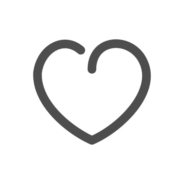 Simple línea de amor redondeado corazón gris icono . — Archivo Imágenes Vectoriales