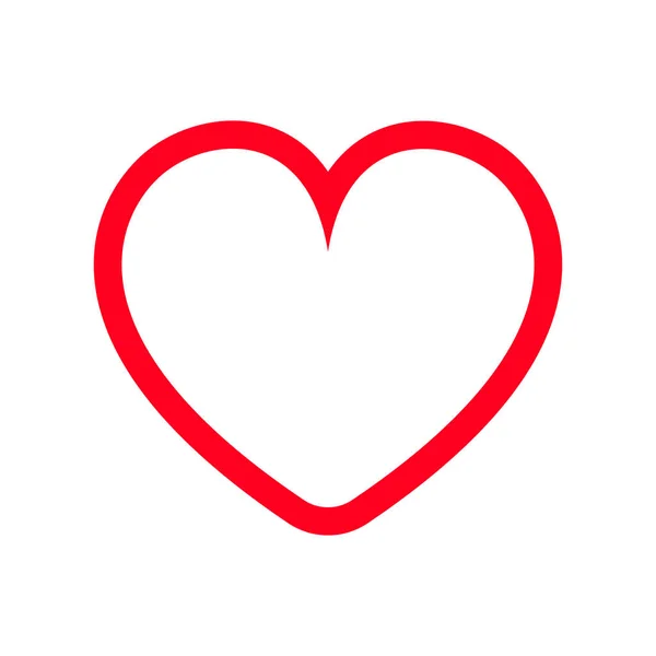 Simple línea de amor redondeado corazón rojo icono . — Vector de stock