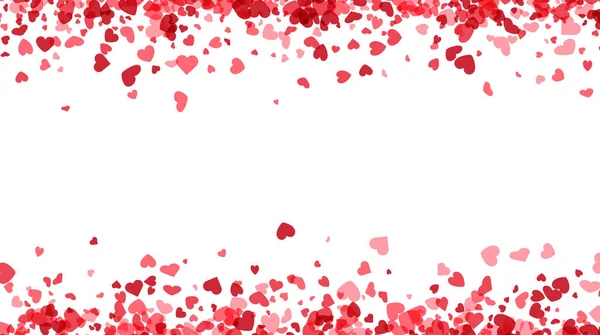 愛バレンタインの背景とピンクの心が白い上に落ちる. — ストックベクタ