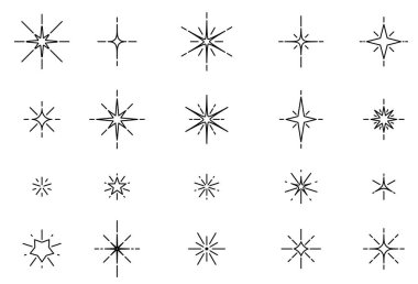 İzole edilmemiş vektör yıldızları. Dekorasyon, Yeni Yıl.