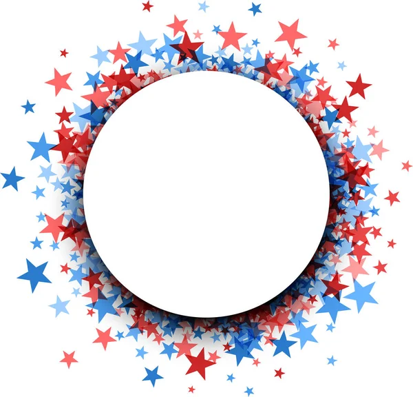 蓝星和红星的圆形框架或边框 背景为白色 矢量说明 — 图库矢量图片