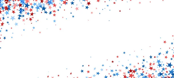 Red Blue Stars Confetti Frame White Background Vector Illustration — Stock Vector