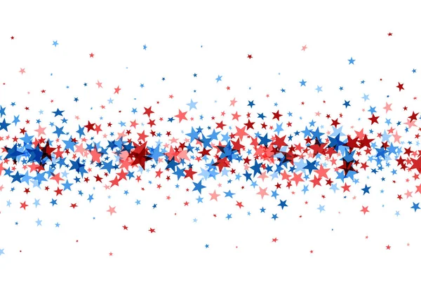 Horisontell Linje Röda Och Blå Stjärnor Konfetti Vektorillustration — Stock vektor