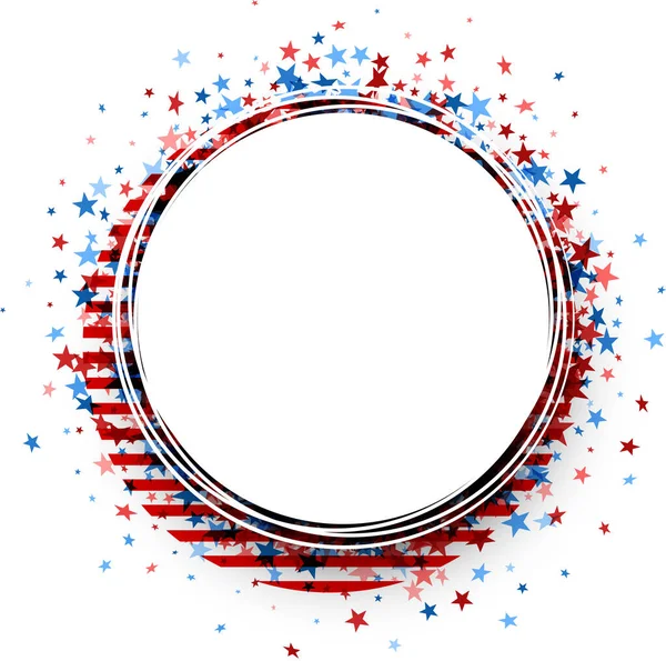 圆形的美国国旗框架 上面有红蓝相间的星星和红线 传单的设计元素 矢量幻象 — 图库矢量图片