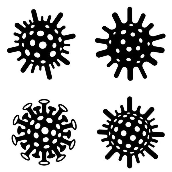 Набор Черно Белых Молекул Вируса Молекула Коронавируса — стоковый вектор