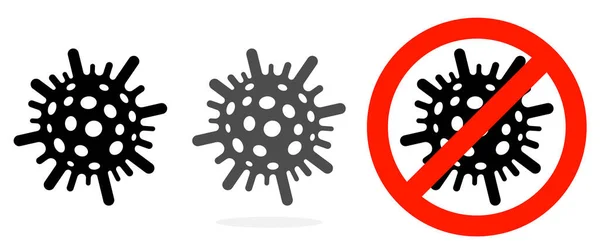 Набір Чорно Білих Молекул Вірусу Червоним Знаком Заборони — стоковий вектор