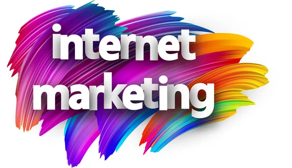 White Paper Internet Marketing Sign Multi Colored Brush Strokes Background — Stock Vector