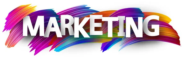 White Paper Marketing Sign Multi Colored Brush Strokes Background Capital — Stock Vector