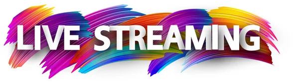 Segno Streaming Live Vettoriale Grande Pennellate Multicolori Sfondo — Vettoriale Stock