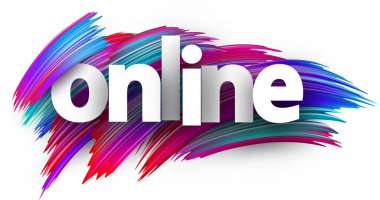 Beyaz kağıt, arka planda çok renkli fırça darbelerinin işaretini veriyor. Web için vektör tasarım ögesi.