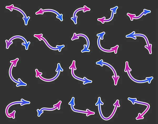 Jeu Flèches Isolées Recto Verso Flèches Dégradées Multicolores Différentes Formes — Image vectorielle