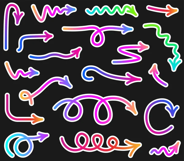 Ensemble Différentes Flèches Multicolores Dégradées — Image vectorielle
