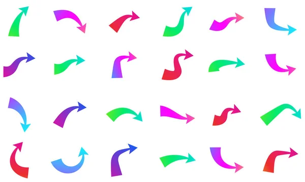 一组不同的孤立的彩色箭头 白色背景上不同形状的渐变箭头 矢量说明 — 图库矢量图片