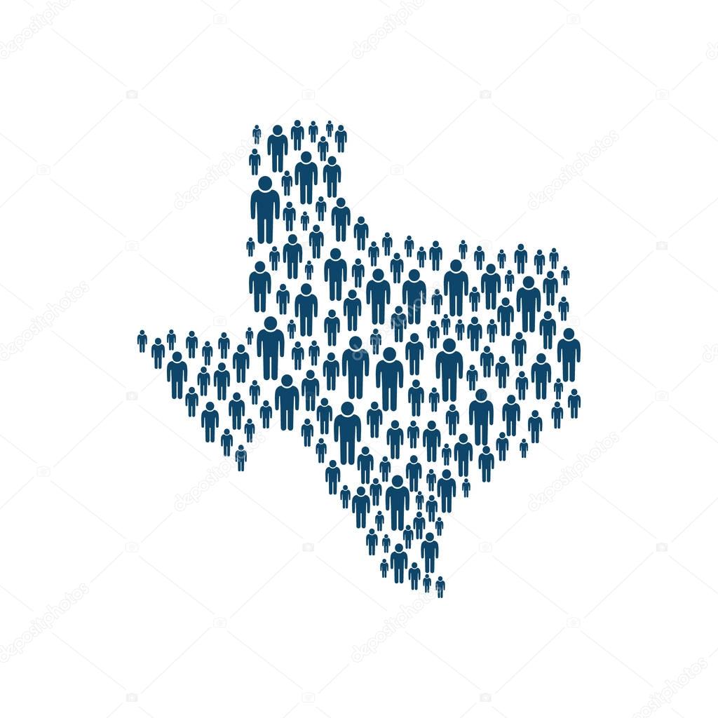 Concepto de Población de Texas en Mapa. Diseño de vectores 2023