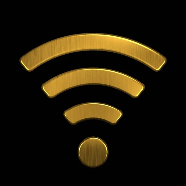 Golden WiFi Logo. 3D Rendering Illustration